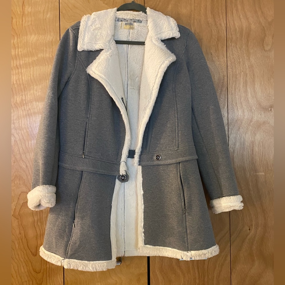 Athleta gray long jacket 2 in 1